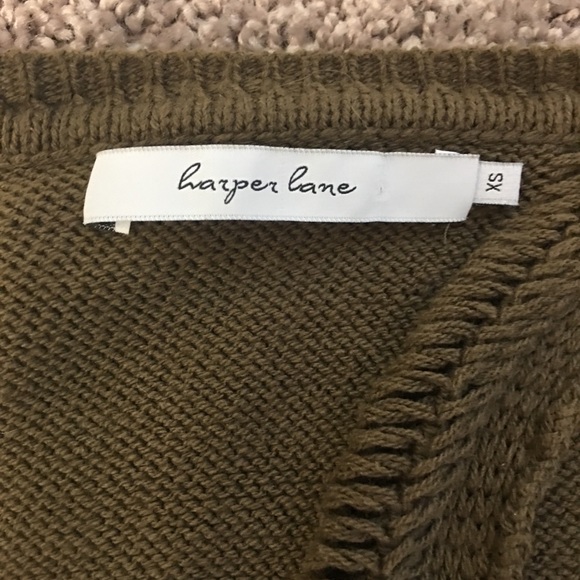 Harper Lane Sweater Olive Green Wrap Open Back XS - Picture 4 of 7